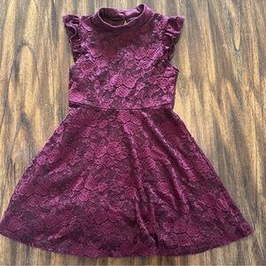 Burgundy Lace Kids Dress from Zunie